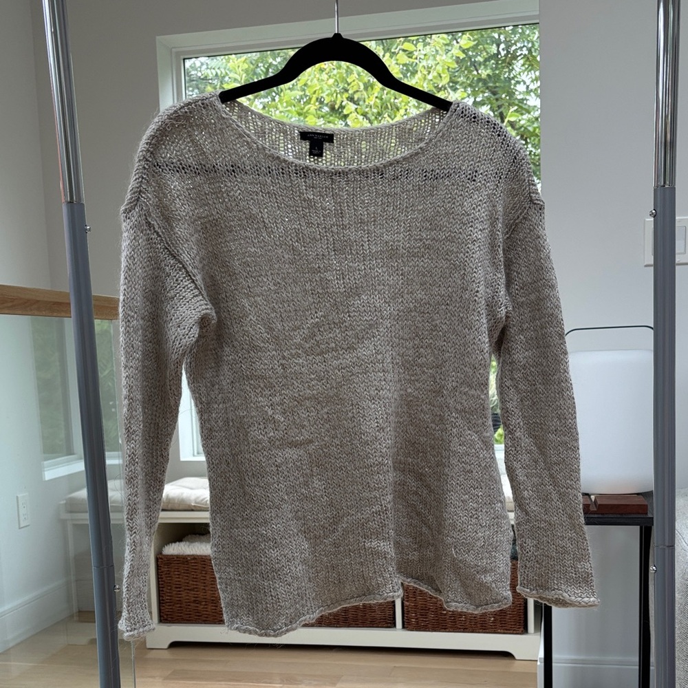 Ann Taylor Light Gray Crew Neck Sweater
